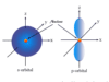 Shape or diagram of s-orbital and p-orbitals
